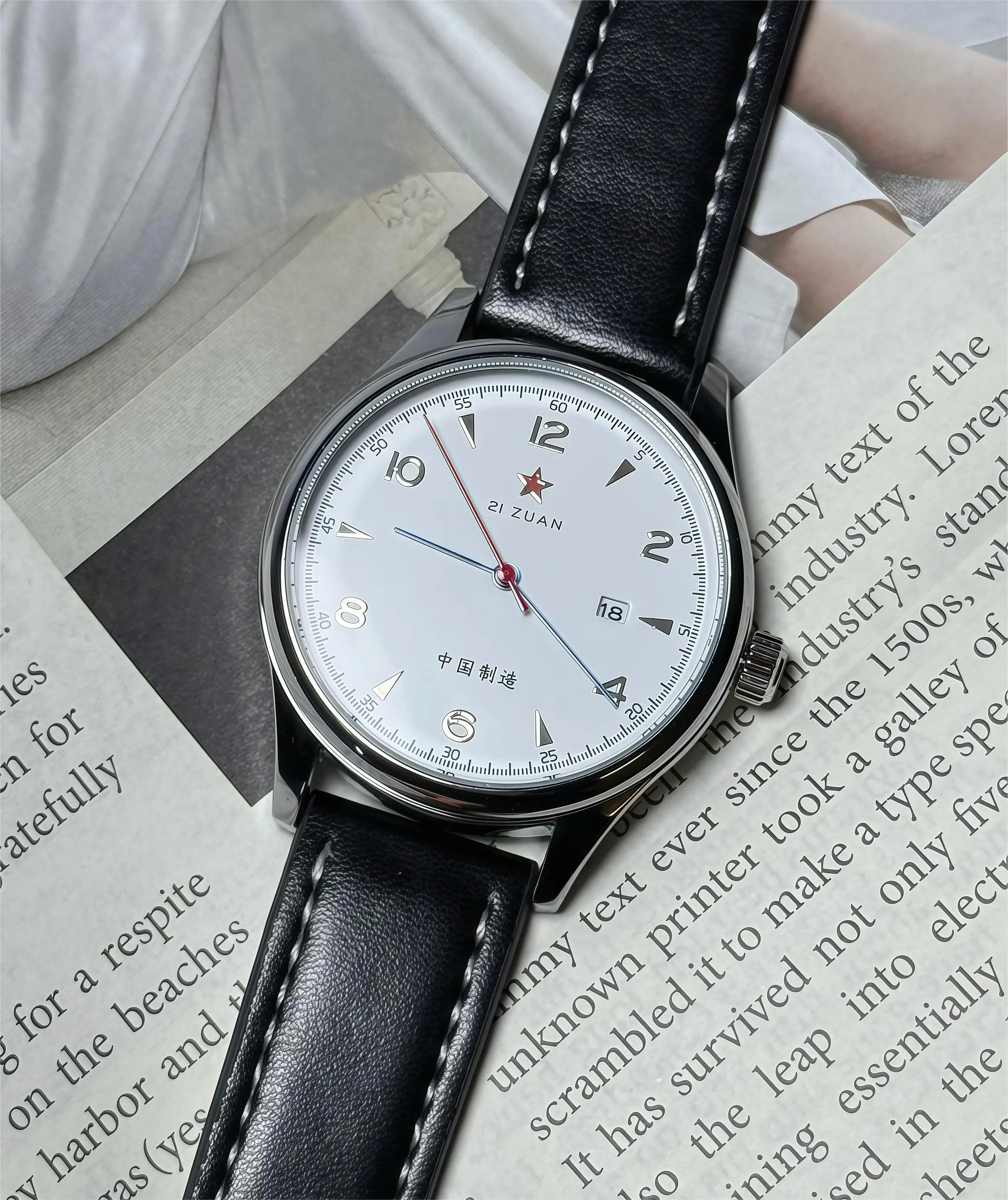 New 1963 Men's Pilot Watch 41mm Retro Gold Classic Sweep Second Stainless Steel Leather Strap Sport Fashion Men's Watch