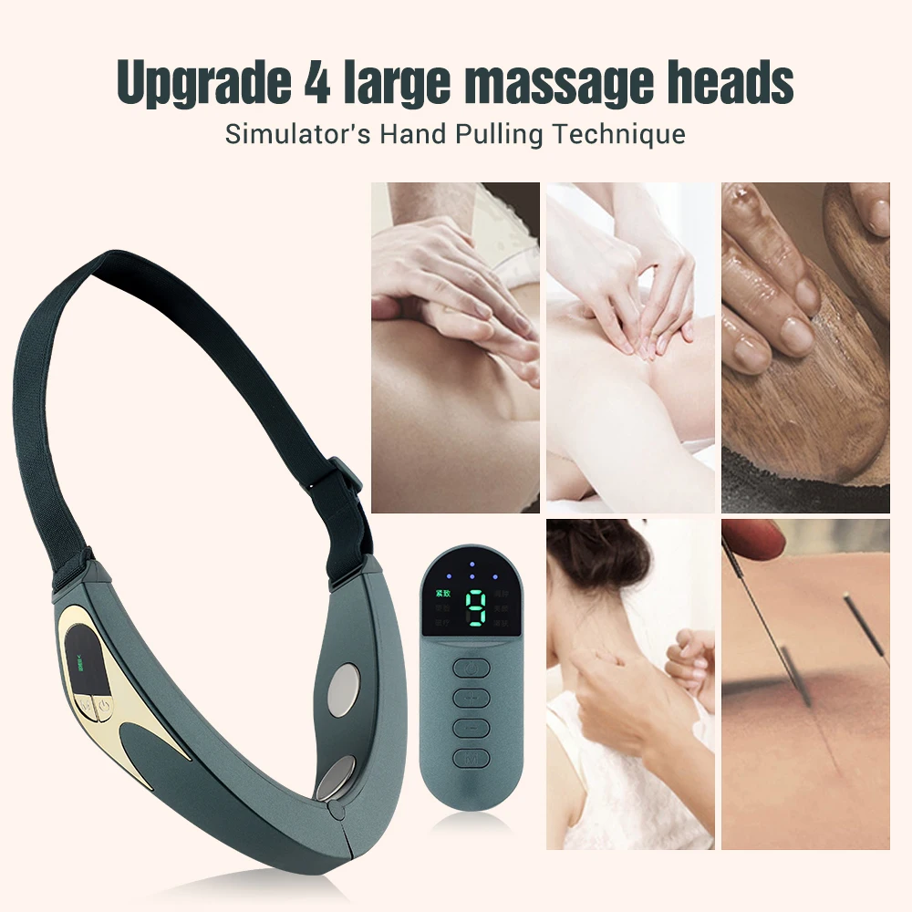 EMS Facial Massager V-Line Lift Up Belt Red Blue Light Face Slimming Vibration Massager Face Lifting Device Reduce Double Chin