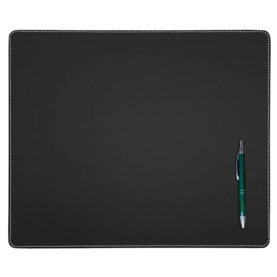 Leatherette Stitched Conference Table Pad - Luxury Leatherette Desk Blotter for Writing - Padded Executive Desk Surface Protect