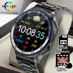 2024New For HUAWEI 32GB Memory Smart Watch Men AMOLED Screen NFC MP4 Music Video Heart Rate Waterproof Bluetooth Call SmartWatch