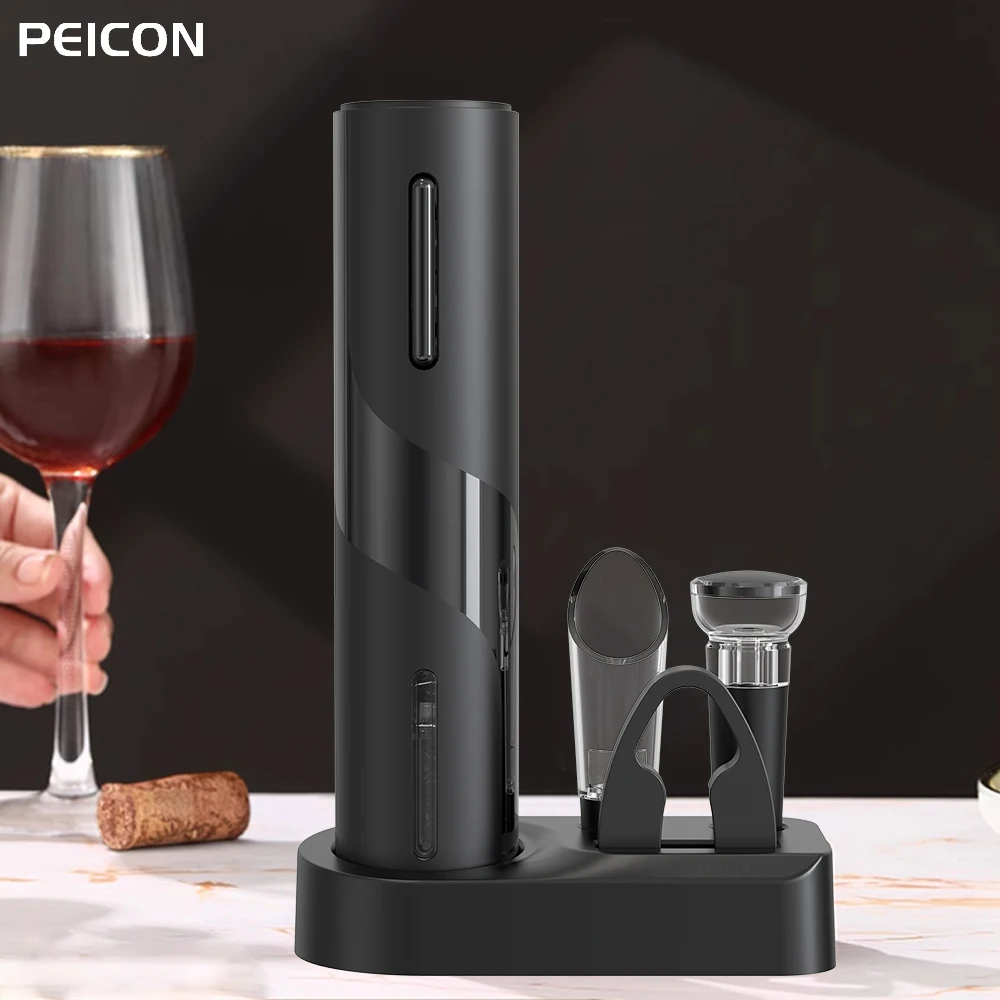 Wine Corkscrew Electric Wine Bottle Opener Rechargeable Automatic Red Wine Opener Set With Base, Pourer, Vacuum Stoppers