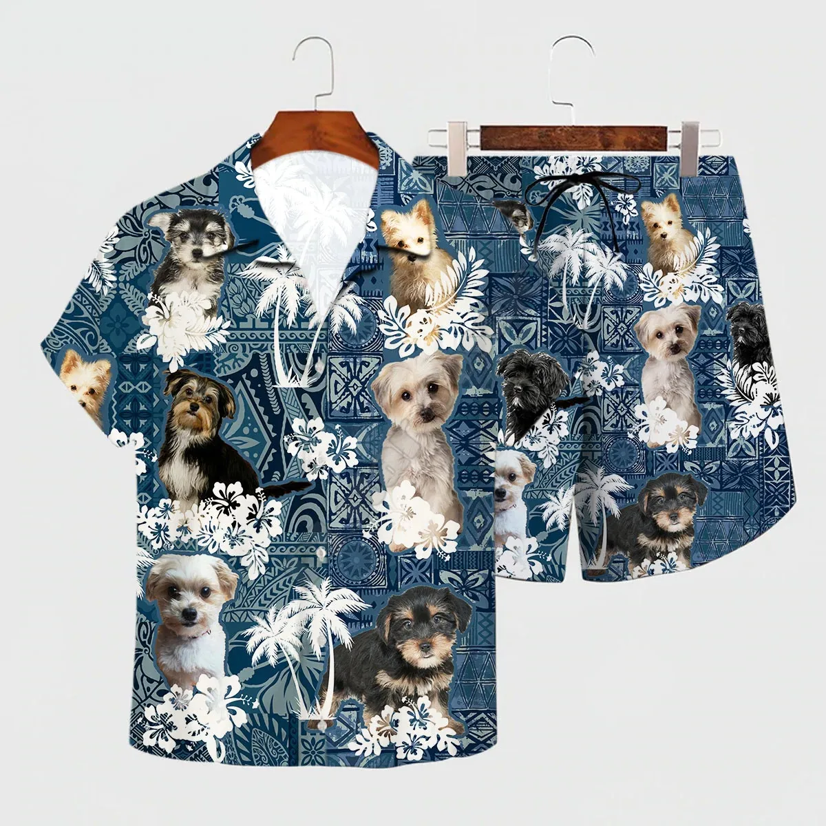 Nova Scotia Duck Rolling Retriever Hawaiian Set 3D Gedrukt Hawaii Shirt + Strand Shorts Mannen Voor Vrouwen Grappige Hond Kleding