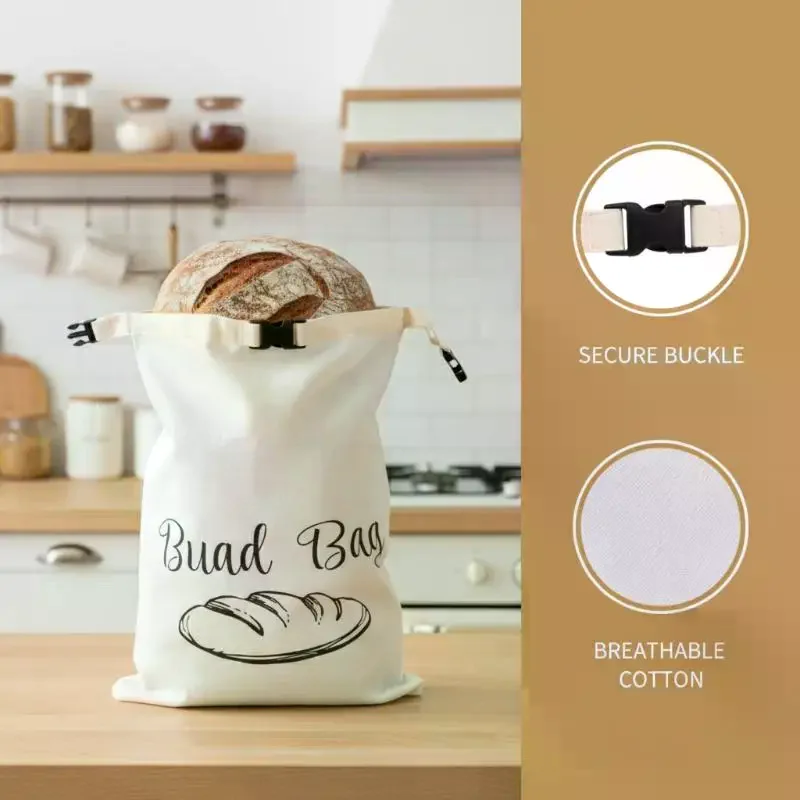 Beeswax Bread Bag With Snap Buckle Dough Preservation Pouch Reusable Bakery Bread Storage Bags For Kitchen Freezer Dining Room