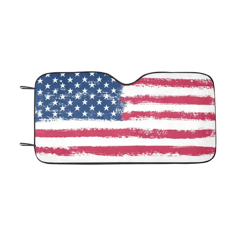 American Flag Windshield Sun Shade, Acessórios do carro, Auto Black, Branco, EUA Patriot Protector, Janela Visor Screen Decor, 55 "x 29.53