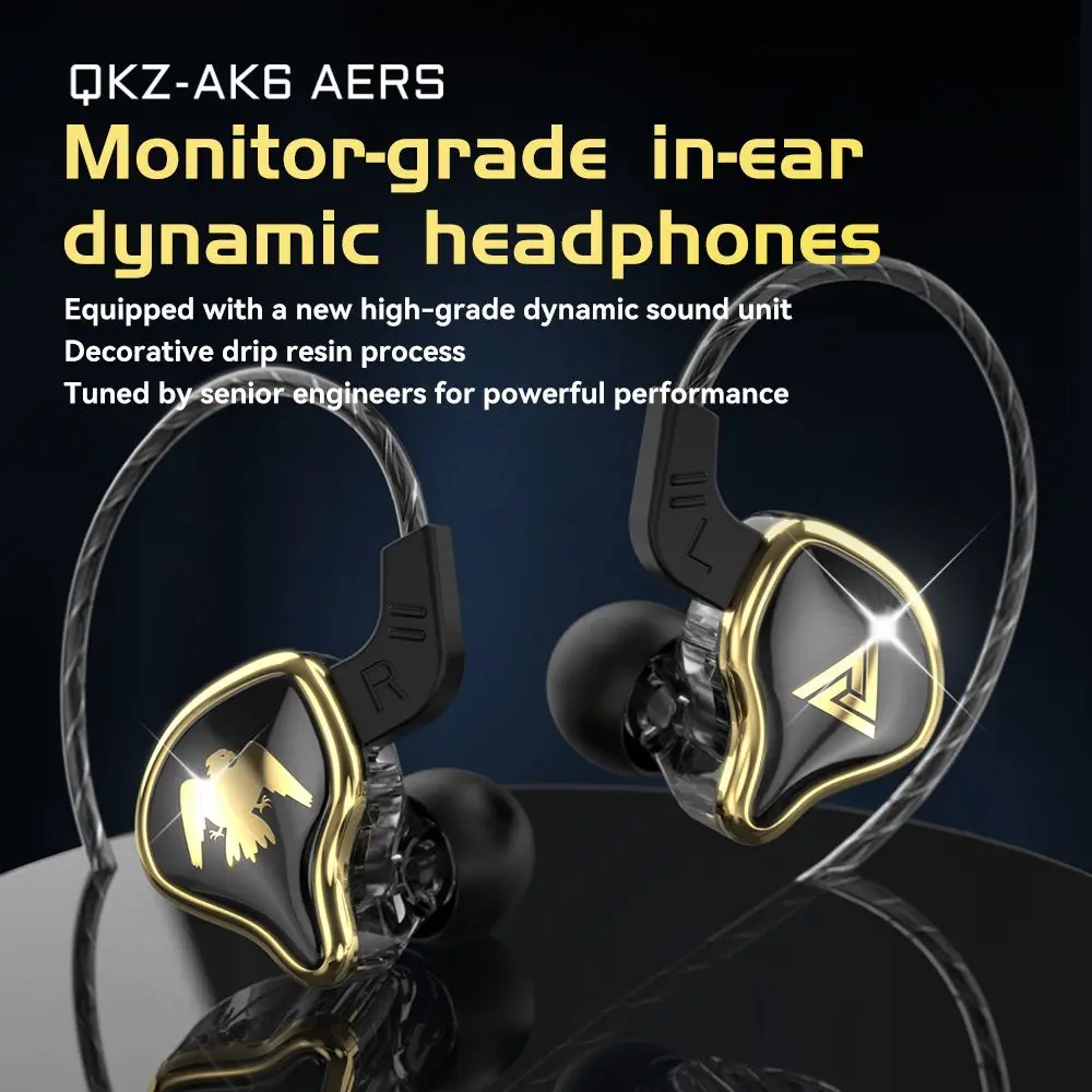 Keroro 오리지널 유선 이어폰 QKZ AK6 Ares 3.5mm, 유선 다이나믹 HIFI 음악 스포츠 이어버드, 인이어 이어폰 스포츠 헤드셋
