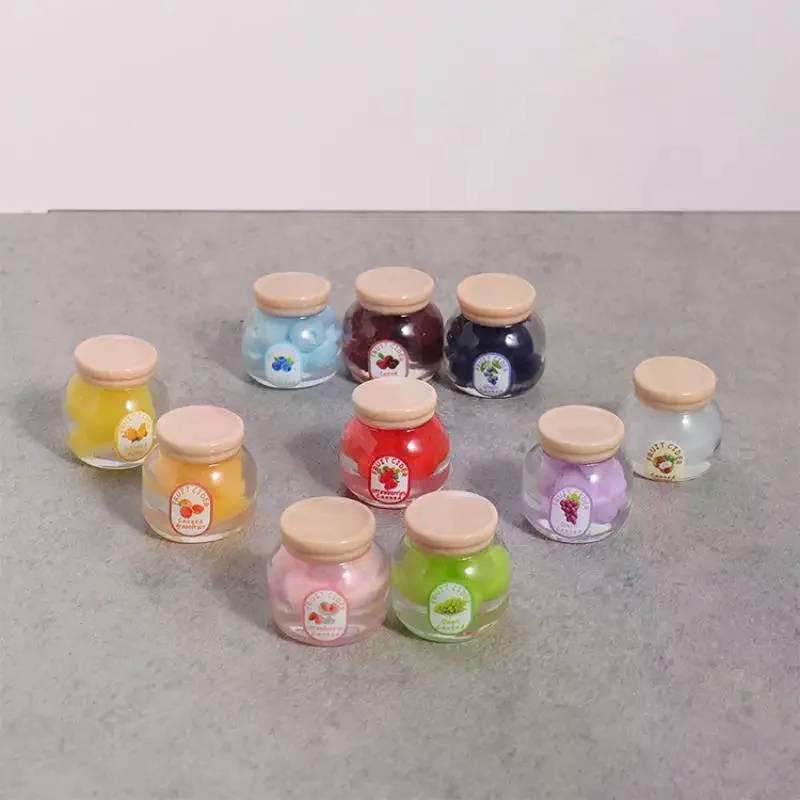 

5Pcs Miniature Kitchen Decoration Dollhouse Simulation Fruit Candy Canned Jam Model Dolls House Accessories Toy