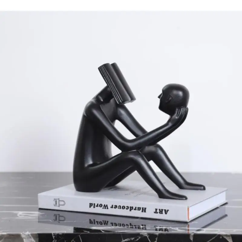 

Booker Reader Figure Sculpture Aesthetic Room Decor Character Resins Crafts Abstract Figures Statue Desk Decoration