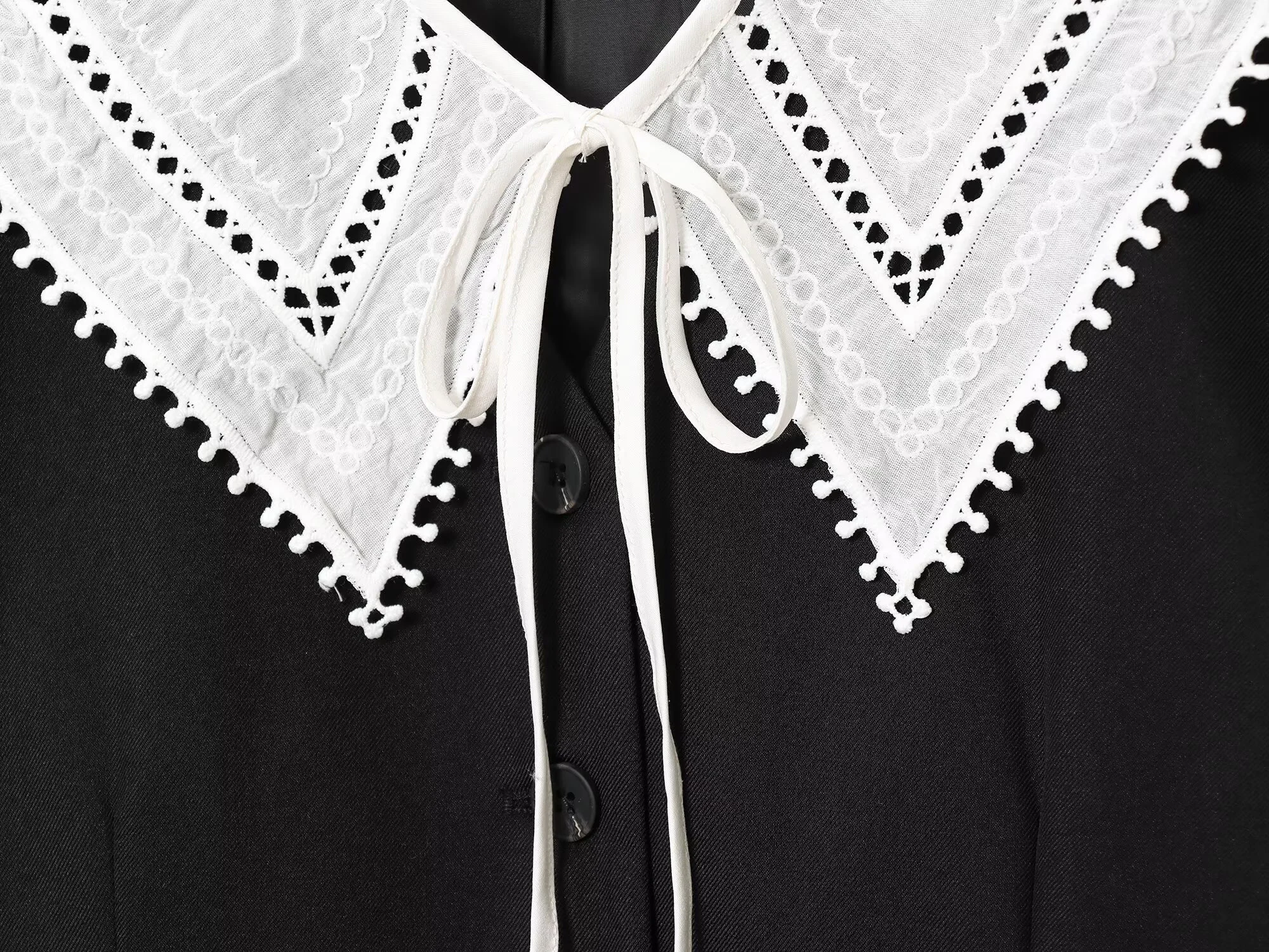 ZERAINS طوق مزيف مصنوع يدويًا وياقة دانتيل مجوفة وياقة بيضاء من الدانتيل وياقة متعددة الاستخدامات وياقة مزخرفة النسخة الكورية #4