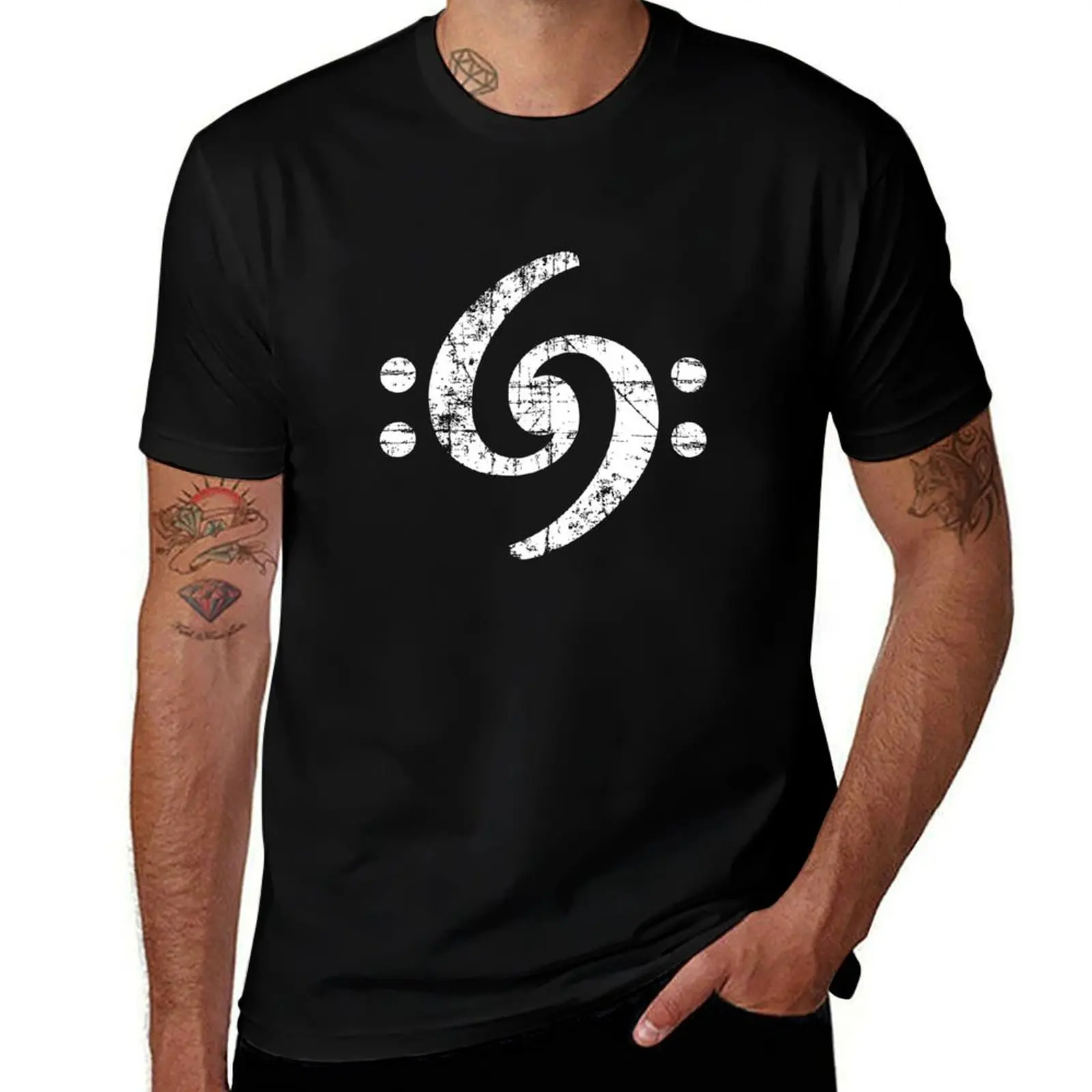 Double Bass Clef 69 Vintage White T-Shirt t shirts for man graphic vintage T-Shirt