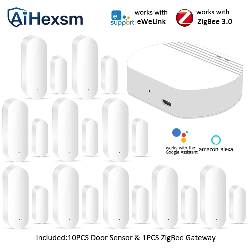 Ewelink APP Zigbee Door Sensor Wireless Magnetic Window Open Closed Alarm Detector Works With Zigbee Alexa Google Need Gateway
