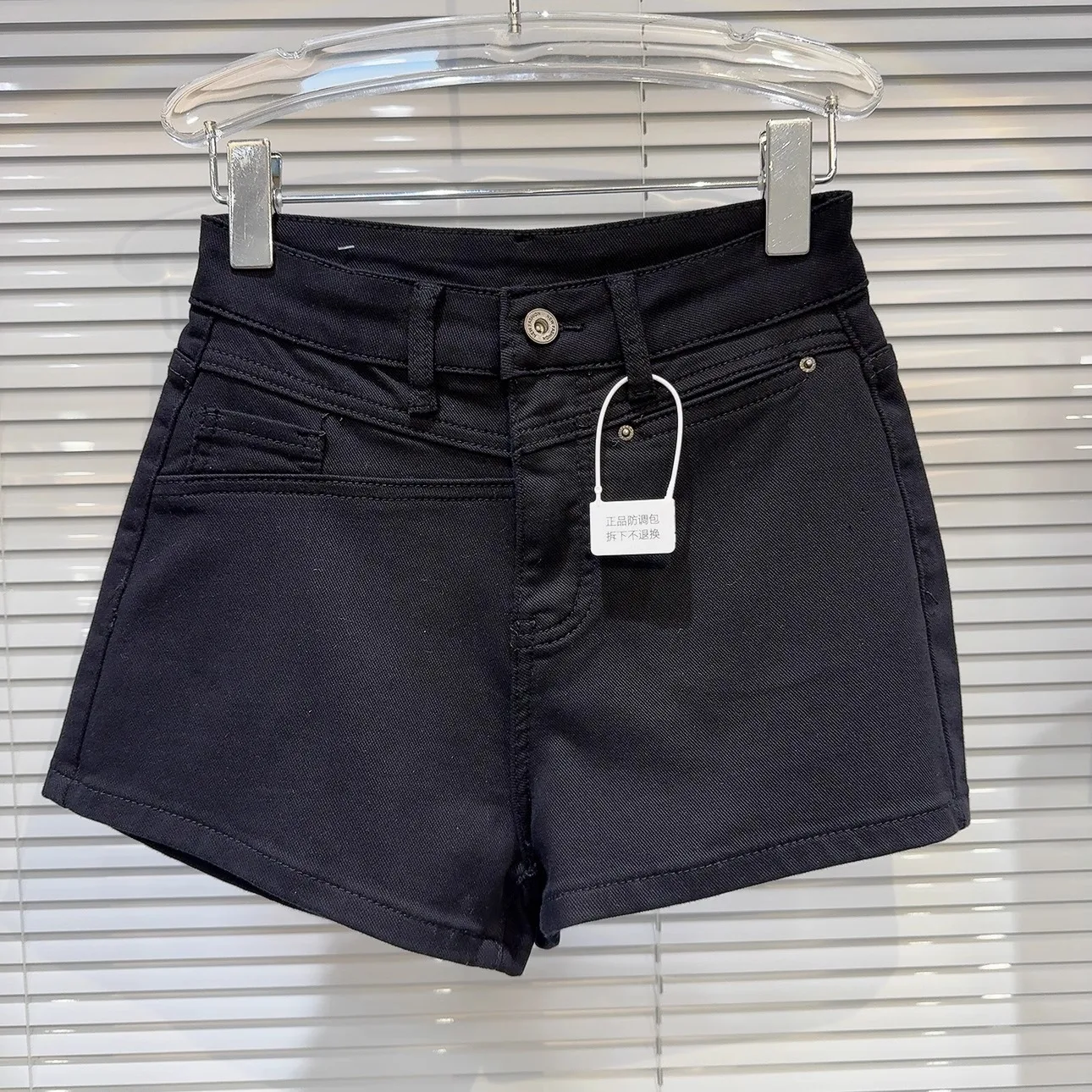 Summer 2024 High Waist Wide Leg Jeans Short Pants Women's Pocket Decorated Pure Color Washed Three-Quarter Length Denim Shorts