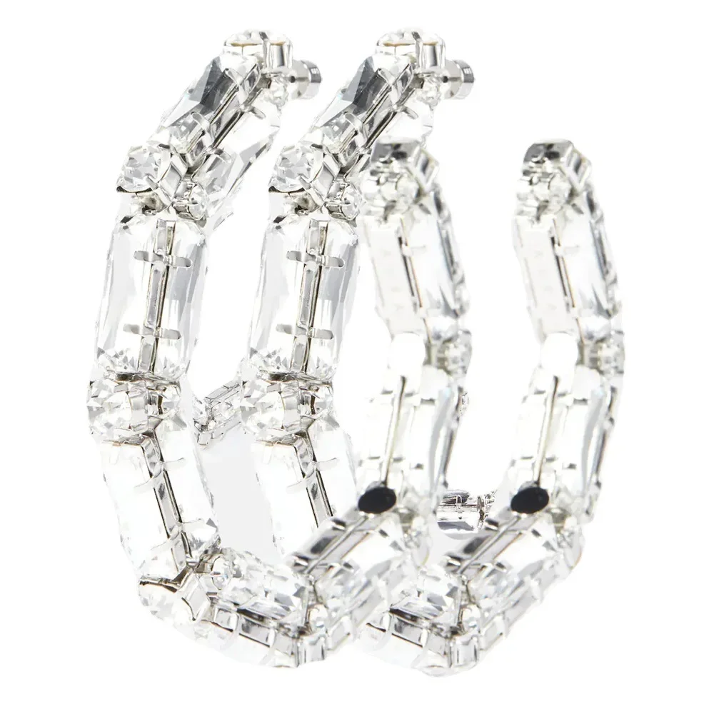 Shine Circle Large Crystal Hoop Earrings for Women 2023 Trending Oversize Statement Rhinestone Dangle Earrings Stud Jewelry