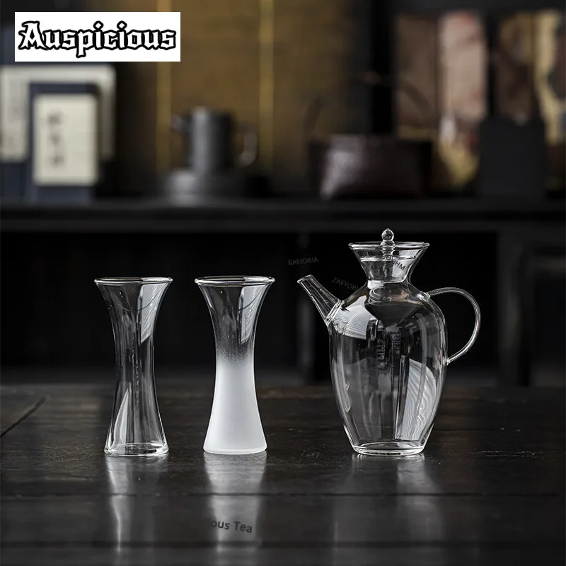 ZAEYORIA Chinese Song Dynasty Glass Bottle Teapot Aesthetic Tea Infuser Pot Tea Soaking Kettle with filter Drinkware Ornaments