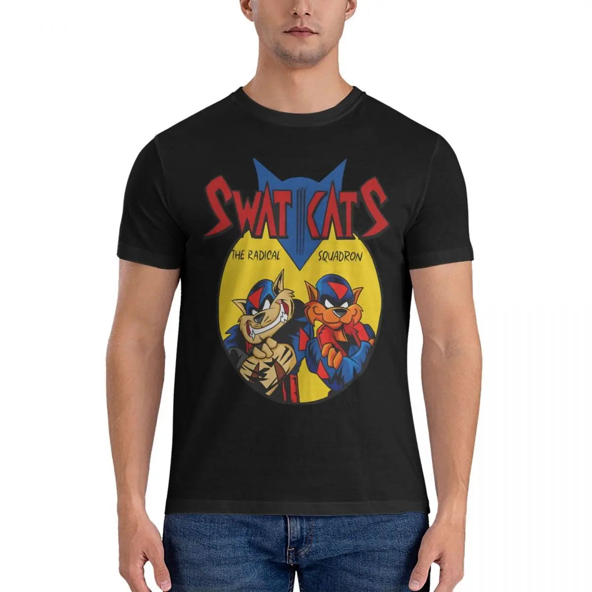 Swat Kats T Shirts Men's 100% Cotton Novelty T-Shirt Round Neck The radical squadron Tees Short Sleeve Clothing 4XL 5XL