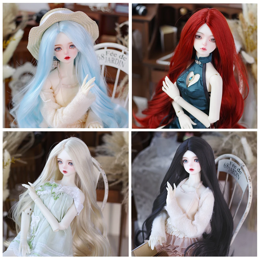 

BJD Doll Wig Long Straight Doll Wig Suitable for BJD 1/3 1/4 1/6SD MSD Dream Dollfie Fairy Land Doll Center Parted Synthetic Wig