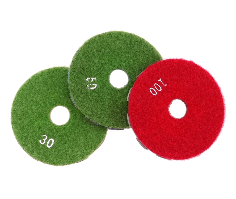 RIJILEI 3PCS 4Inch Metal Polishing Pad 100mm Wet or Dry Concrete Floor Polishing Pad Marble Granite Stone Grinding Disc 4JKP