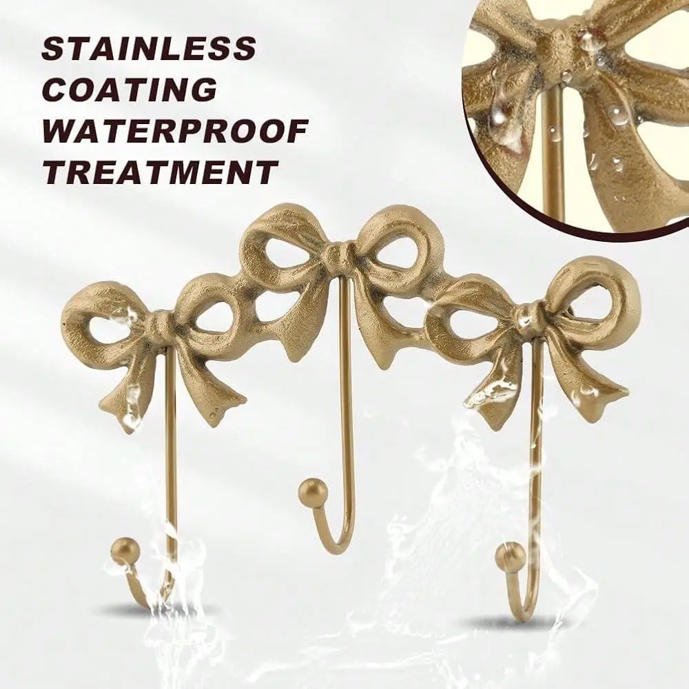 

Bow Wall Hook, Wall Mounted Bow Coat Hooks, Decorative Iron Hook, Multifunctional Coat Hanger For Living Room Bathroom BedroomC
