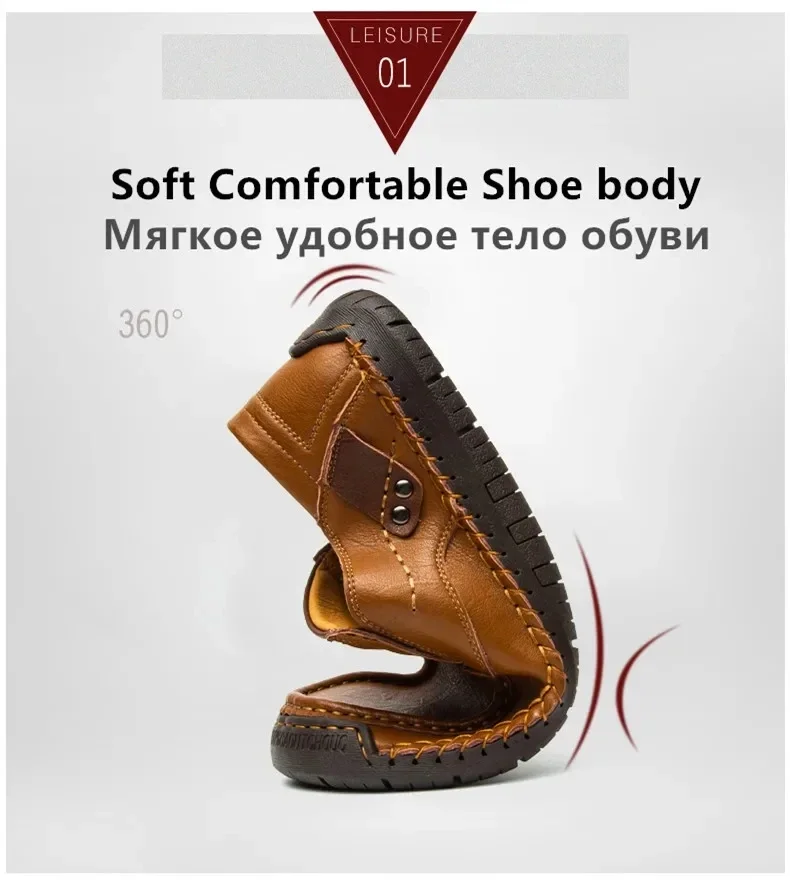 Neue modische Herren-Freizeitschuhe, handgefertigte Leder-Loafer, bequeme Herrenschuhe, hochwertige Schuhe aus Spaltleder, flache Fahrschuhe, Größe 48. – Detail 4
