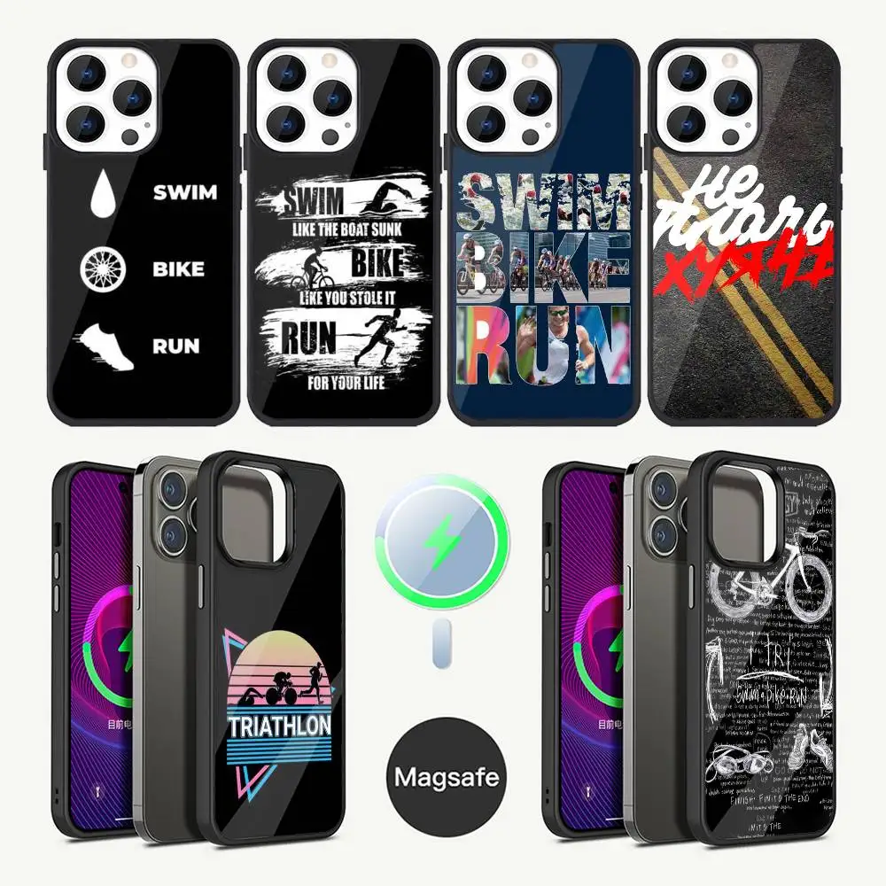 

Swim Bike Run Triathlon Phone Case For iPhone 16,15,14,13,12,11,Plus,Pro,Max Mini Magsafe Magnetic Wireless Charging