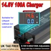 초고속 자동차 충전기 12V 100A 스마트 배터리 충전기 Lifepo4 리튬 납 산성 LFP 용 14.6V 60A 고전력 어댑터 12.8V 85A 1