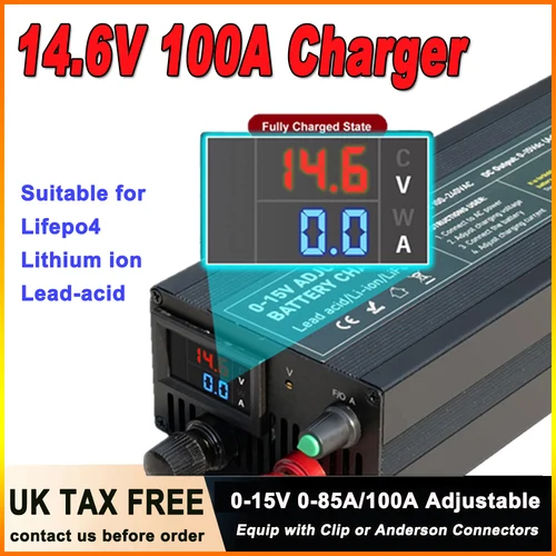 초고속 자동차 충전기 12V 100A 스마트 배터리 충전기 Lifepo4 리튬 납 산성 LFP 용 14.6V 60A 고전력 어댑터 12.8V 85A