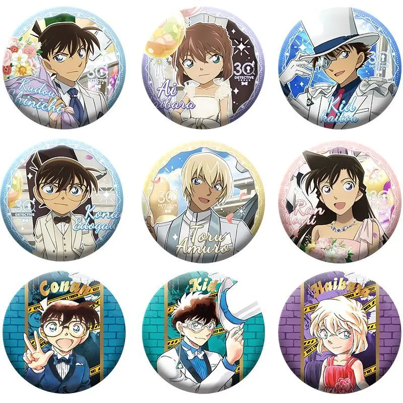 58Mm Anime Detective Conan Acrylic Badge Cartoon Cute Student Personalized Creative Clothing Brooch Diy Badge Pendant Cute Gift