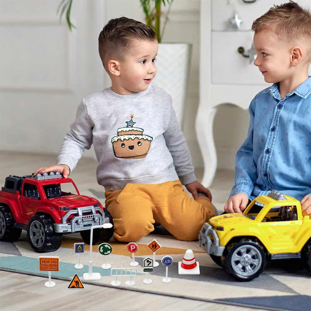 

56Pcs Simulation Road Signs for Kids DIY Traffic Learning Set Educational Play Accessories for Family Activities Motor Skills