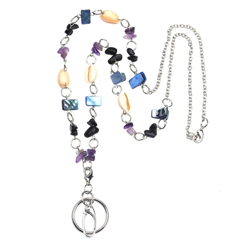  Unique Handmade Glass Beaded Lanyard 81cm Long Natural Shell And Stone Lanyard Necklace For School Offices Or Travel