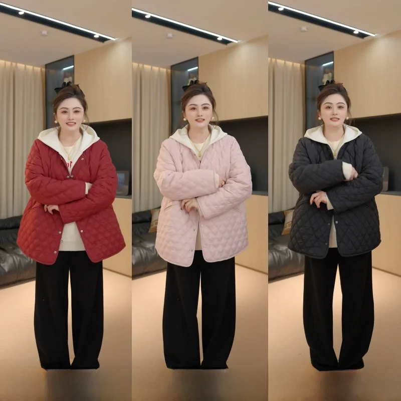 

Зимняя верхняя одежда Magic Castle: комфортная, свободная, однотонная, с капюшоном, из хлопка, с эффектом цветового блока, для защиты от старения.