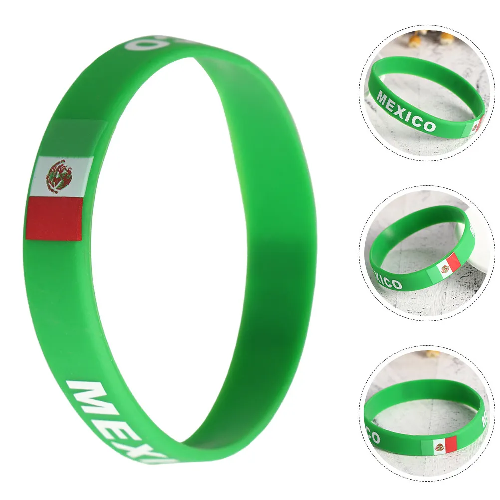 

4Pcs Silicone Wristbands Country Flag Bracelets Mexico Rubber Football Soccer Sports National Flag Wrist Bands Event Supplies