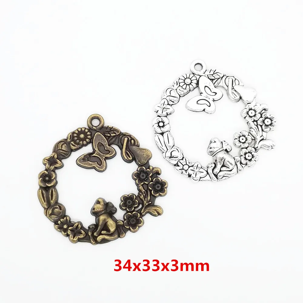 

10pieces (flower) vintage zinc alloy charm metal pendant DIY jewelry discovery making accessories 1094