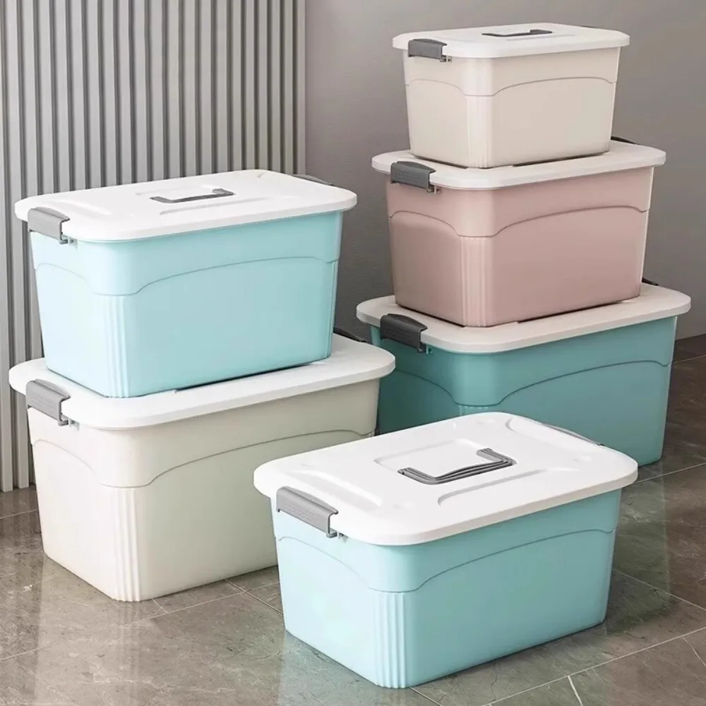

Plastic Storage Box with Lid for Bedroom Wardrobe Closet Organization Household Clothes and Miscellaneous Items Organizer