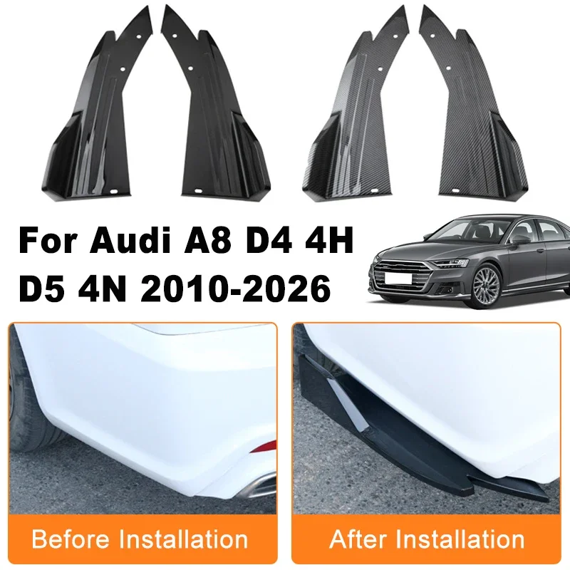 

Car Rear Bumper Spoiler Lip Diffuser Side Skirt Splitter Wrap Angle Anti-Crash Protection Trim For Audi A8 D4 4H D5 4N 2010-2026