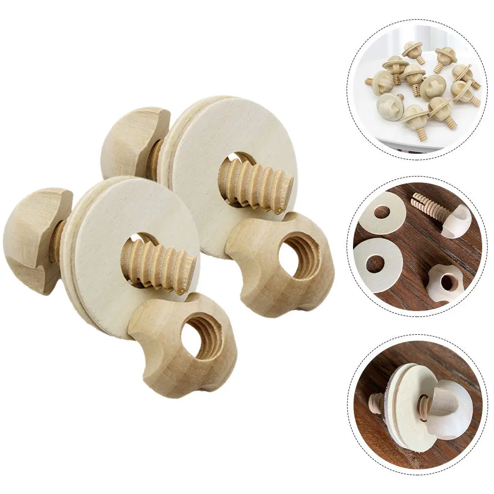 2Pcs Wooden Screw Bolts Detachable for Pet Cage DIY Wooden Supplies Smooth Burr-Free Surface Uniform Stress Design