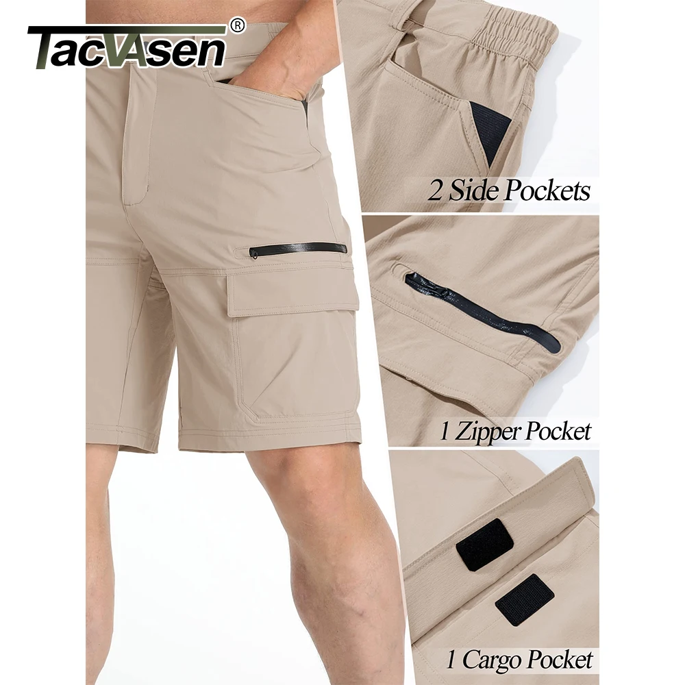 TACVASEN Summer Men\'s Quick Dry Work Shorts Casual Hiking Cargo Shorts Multiple Pockets Lightweight Outdoor Fishing Short Pants