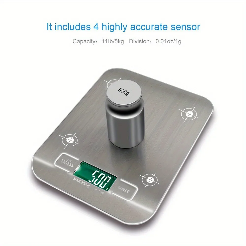 

Stainless Steel Digital Kitchen Scale 10kg 5kg Precision Electronic Food Scale For Cooking And Baking Measuring Tools