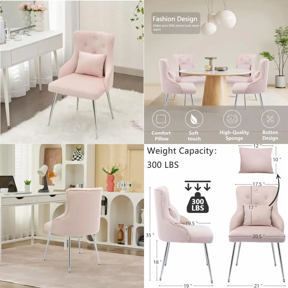 

Upholstered Vanity Chairs with Metal Legs: Makeup, Reading, and Office Desk Accents for Kitchen Use