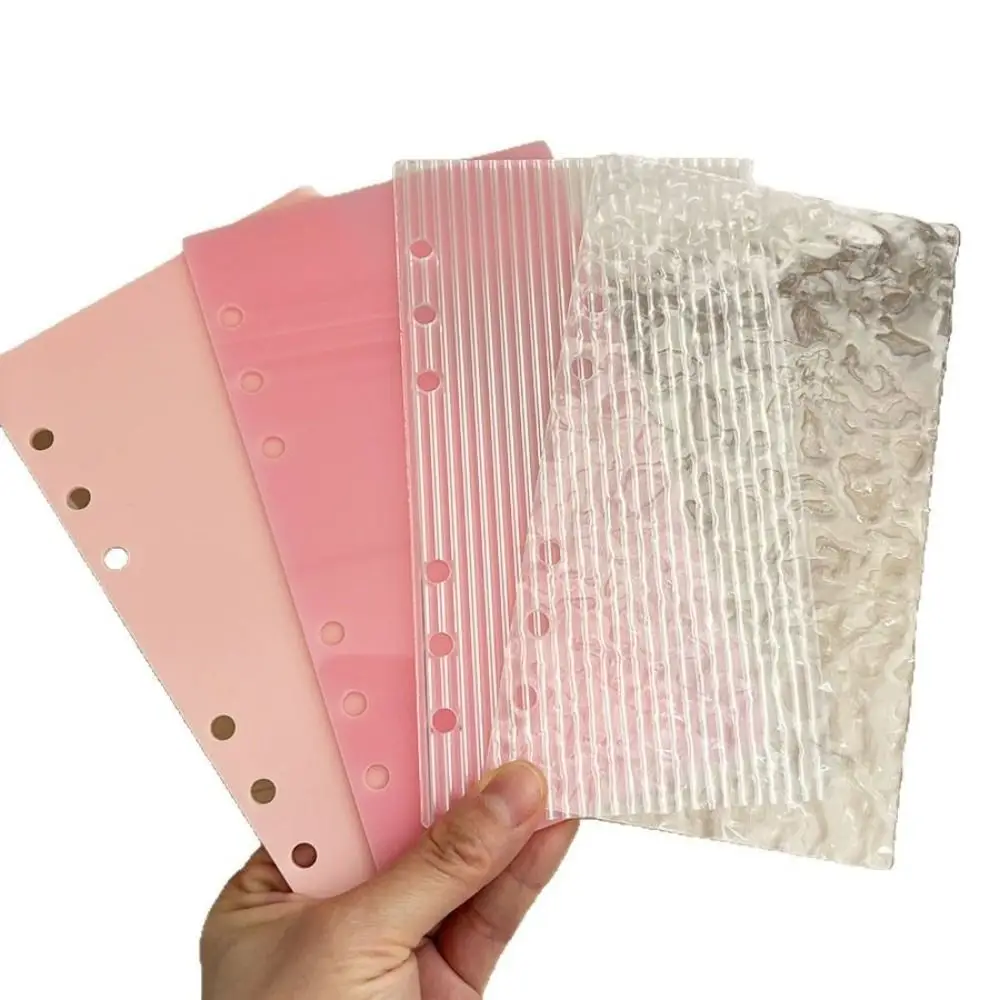 Acrylic A6 Notebook Cover Hard DIY Photo Album Notebook Loose Leaf Binder Cover Transparent/Water Ripple Binder Notebook Shell