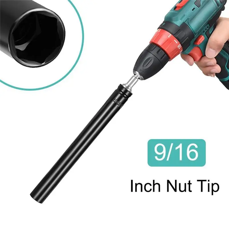 9/16 Inch (14Mm) Power Nut Driver, 12 Inch Nut Runner Hollow Socket With 1/4 Inch Hex Shank, Fit Long Bolts And Ductwork-A57M