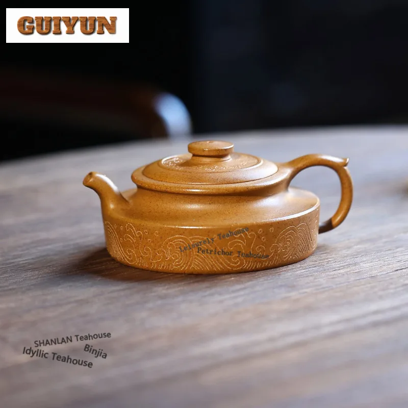 

150ml Luxury Yixing Purple Clay Teapots Handmade Pot Raw Ore Gold Section Mud Kettle With Strainer Chinese Zisha Tea Set Teaware
