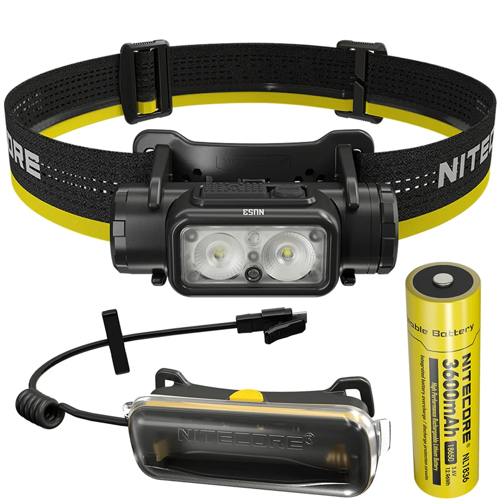 

2024 NITECORE NU53 1800 Lumen LED Build-in 6000mAh 21700 Battery Rechargeable Headlamp+ 18650 Extension Battery Case Lightweight