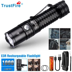 Trustfire E3R Rechargeable EDC Led Flashlight 1000 Lumen 18650 Rechargeable Pocket Torch With Usb Charging Lamps Camping Outdoor