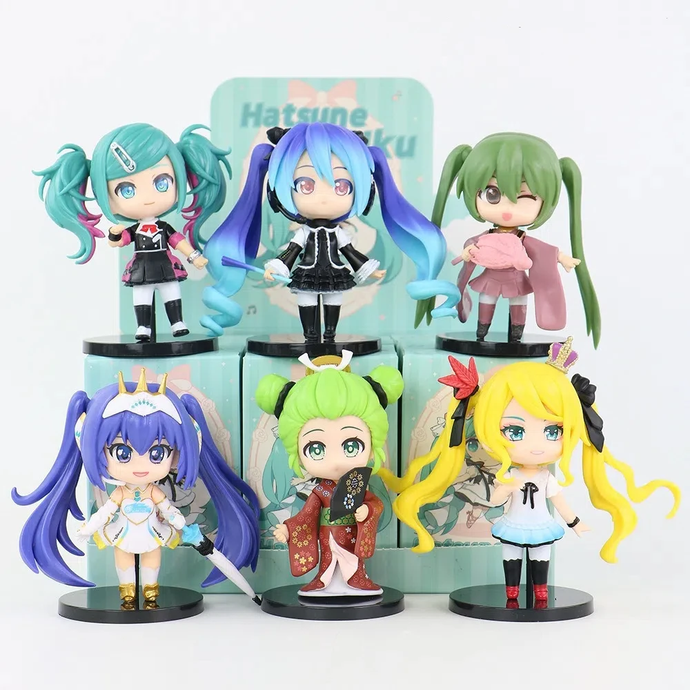

10th generation 6pcs/set Anime Hatsune Miku q-version Standing posture Action Figure PVC Model Toys Doll Desk Decor Gifts boxed