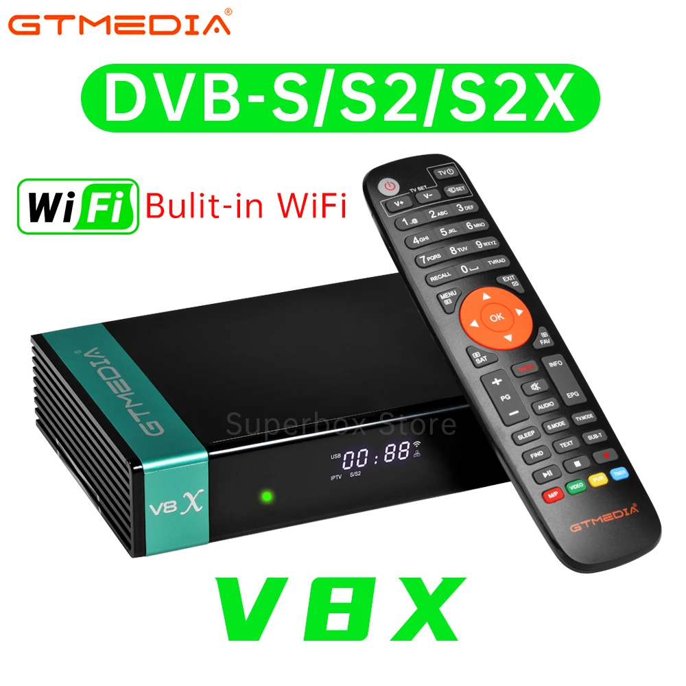 GTmedia V8X DVB-S/S2/S2X Спутниковый ресивер Поддержка Autoroll PowerVu Встроенный WIFi H.265 AVS + CA-карта