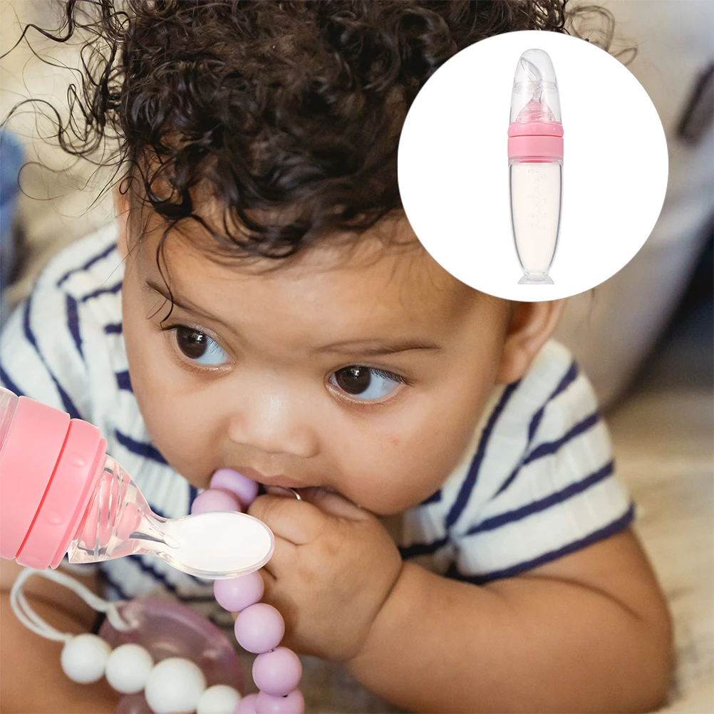 

2Pcs Multifunctional Silicone Baby Feeding Bottle With Spoon And Scale For Accuracy