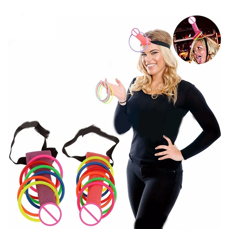 2pcs Bachelorette Party Favor, Inflatable Ring Toss Game 𝐏𝐞𝐧𝐢š Ring Toss Kit Funny Party Toss Game Night Out Party Supplies