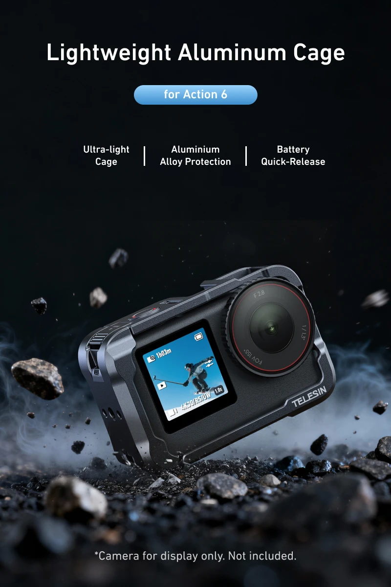 TELESIN Aluminiumlegierungsrahmen Schutzgehäuse Rabbit Cage Dual Cold Shoe Metallgehäuse für DJI OSMO Action 6 Action6 Zubehör – Detail 1