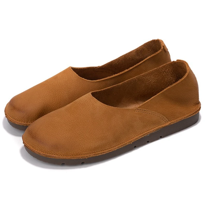 

Высококачественные кожаные брендовые женские туфли на плоской подошве, удобные лоферы на мягкой подошве с круглым носком, винтажная дизайнерская обувь для шитья, Zapatos De Mujer