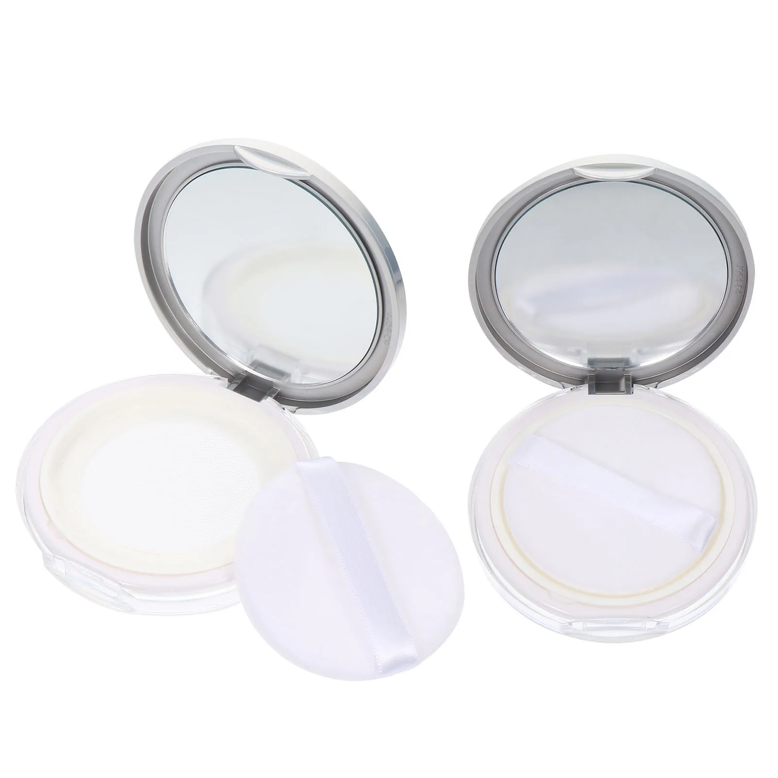 2 stuks draagbare dunne losse poederdoos met spiegel lege plastic container voor reizen hervulbare behuizing lichtgewicht make-up