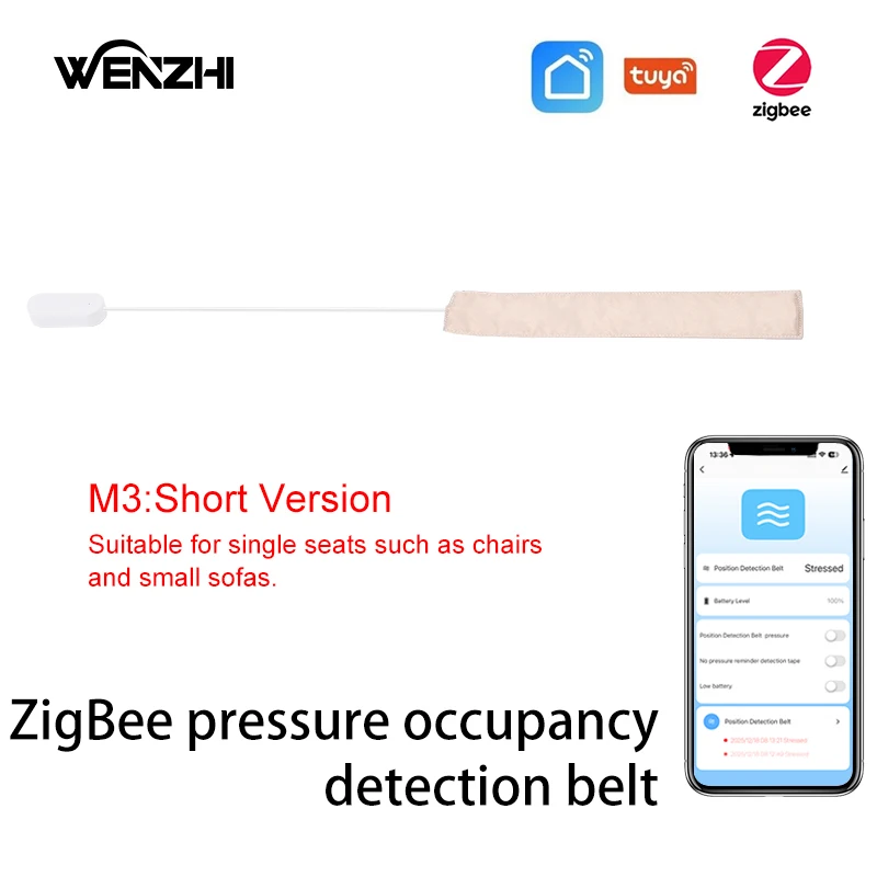 Zigbee Drucksensor, Anwesenheits-/Präsenzdetektor, Stressgürtel, versteckt im Bett/Sofa, batteriebetrieben, Tuya Smart Life, Hausautomation